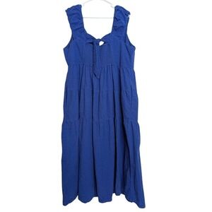 Old Navy Maxi Dress Womens Size 3X Blue Textured Tiered Cottage Boho
